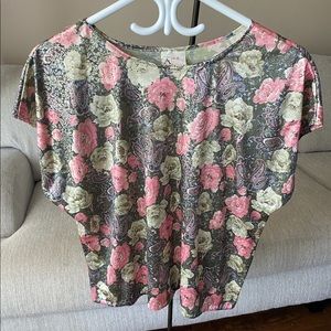 Metallic floral and paisley blouse